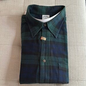 Green and Blue Plaid Men's Shirt